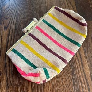 Rainbow stripe J. Crew clutch